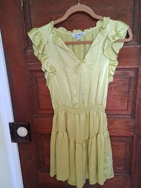 Steve Madden Lime Green Ruffle-Sleeve Tiered Sundress